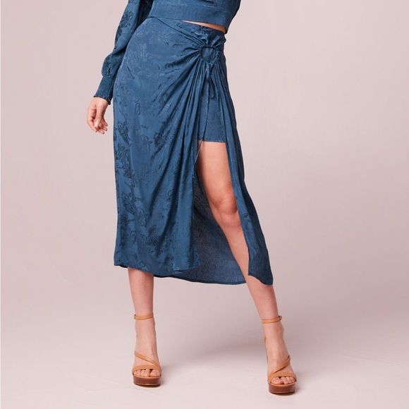 Band of the free CELENE DEEP TEAL LAYERED MIDI SKIRT - Picture 6 of 10